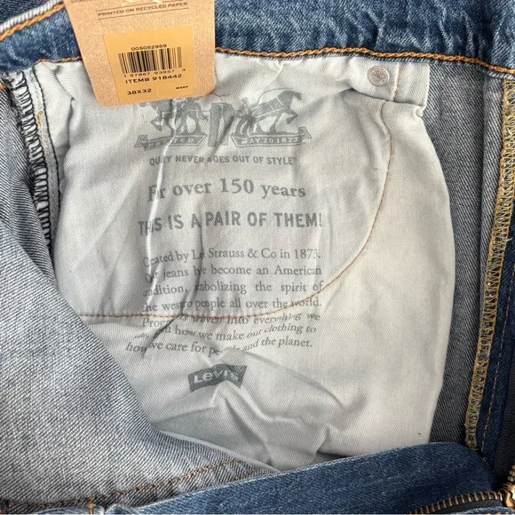 Levi's 505 Men's Jeans Size 38x32, Blue, Regular Straight, Denim. BRAND NEW. - Picture 5 of 12